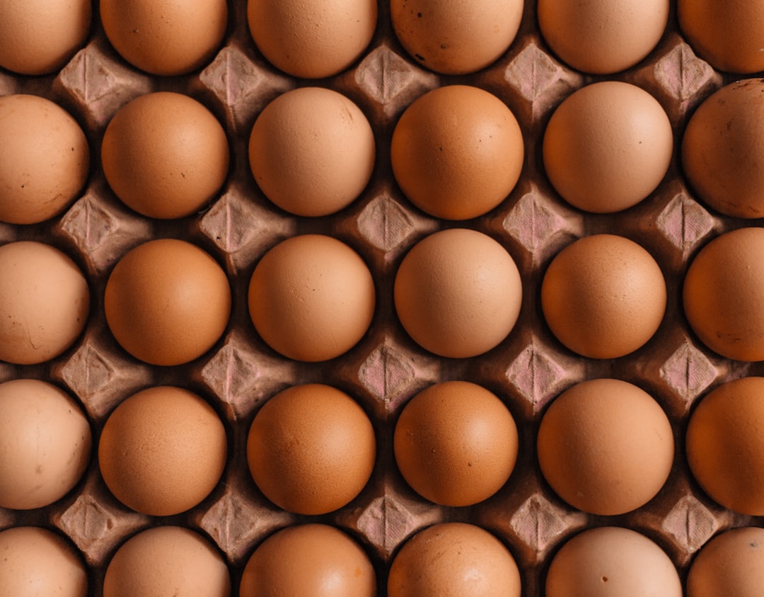 Brown chicken eggs in a carton